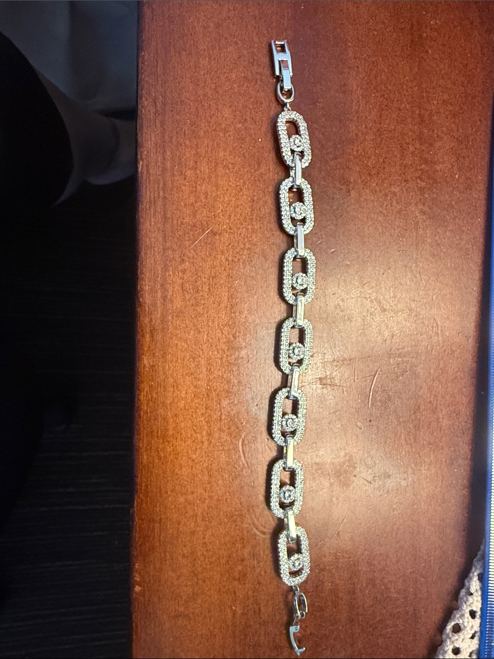 Pavé Crystal Silver Link Bracelet - Women Jewelry